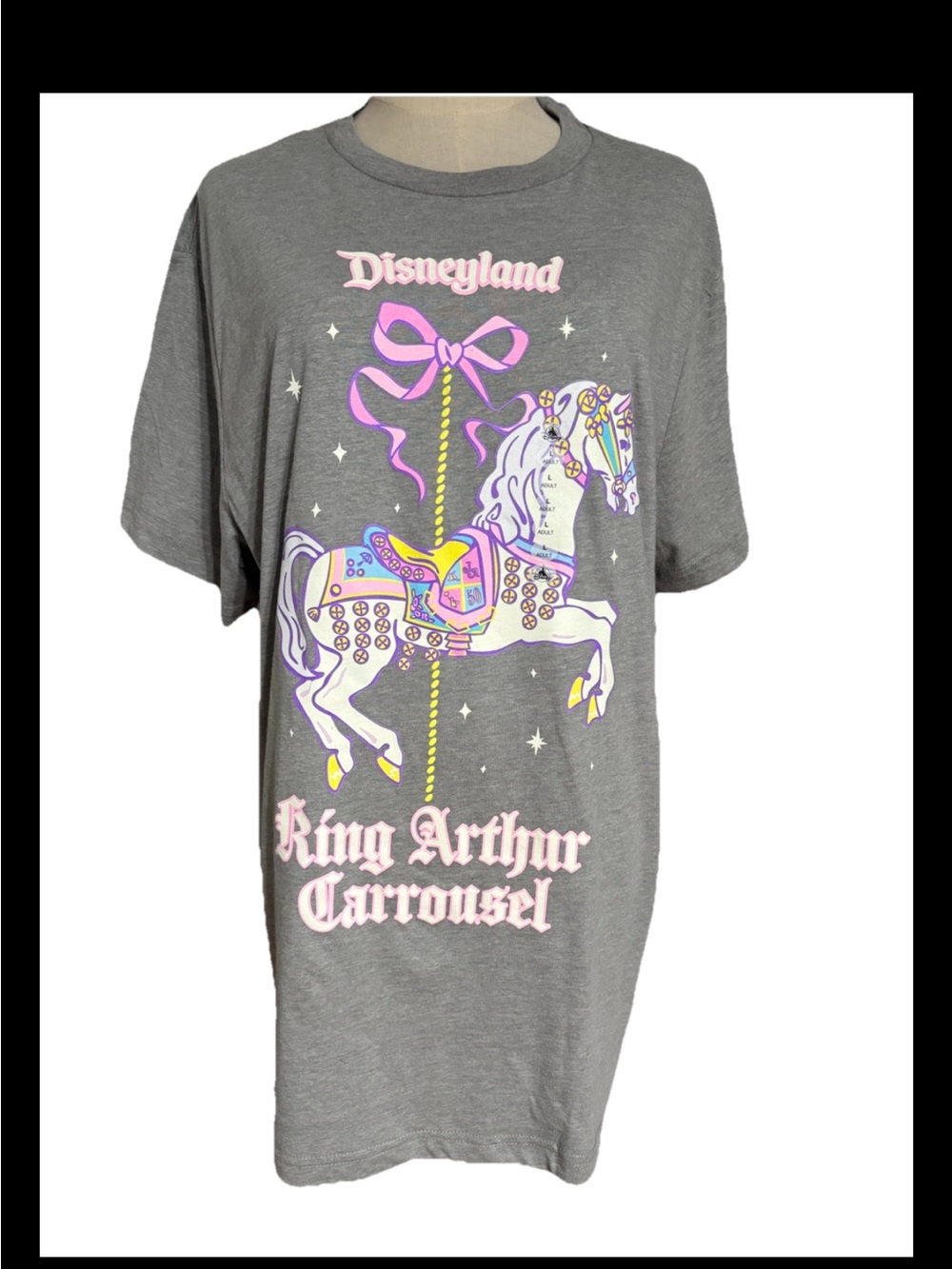 Disney large Grey Disneyland Pink Horse King Arthur Carousel Women’s T-shirt